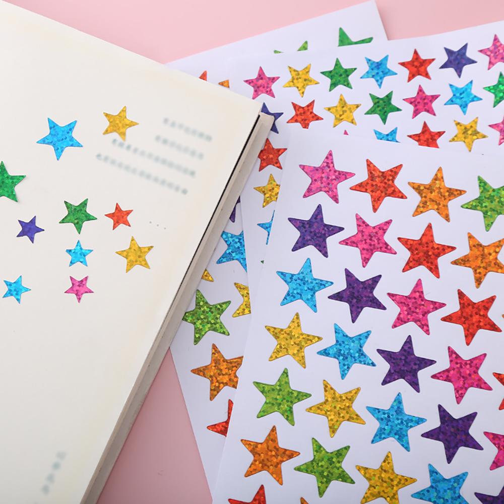 Laser colored sparkling reflective pentagram stickers reward DIY decorative star stickers