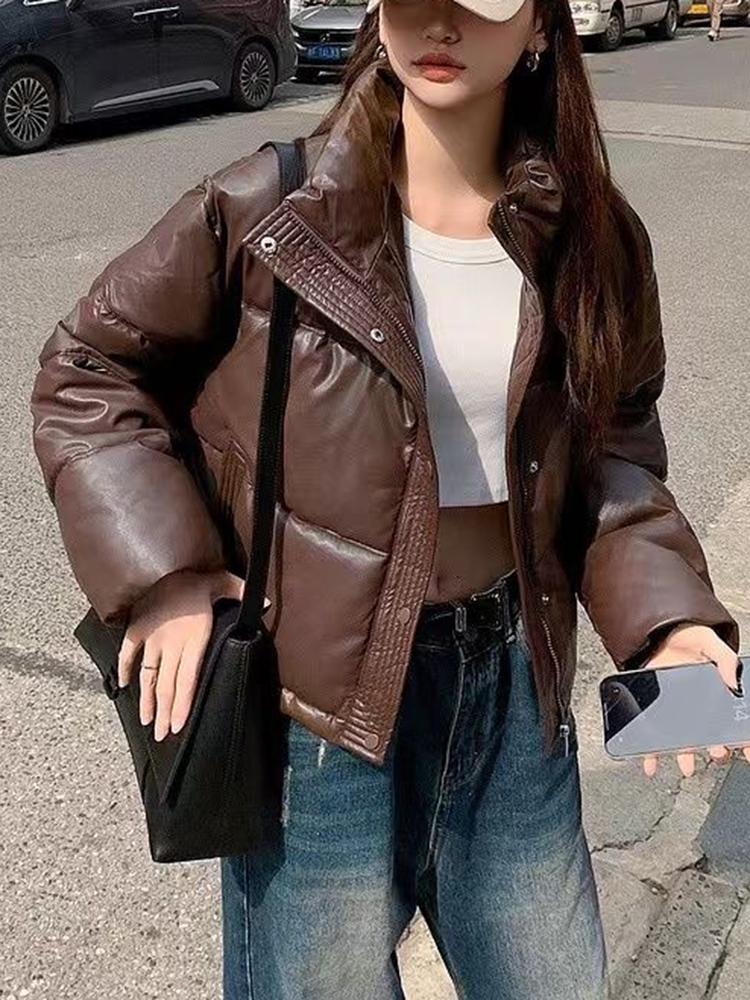 Winter Coat Women Parkas Stand Collar Casual Loose Thicken Warm Zipper Coats Korean Fall Winter Fashion Female Parkas