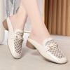 Spring and Summer Breathable Rhinestone Cowhide Sole Comfortable Hollow Single Shoes Women's Flat Fashion Sandals