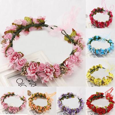 Frauen Braut Blumengirlande Stirnband Blumenkrone Haarkranz