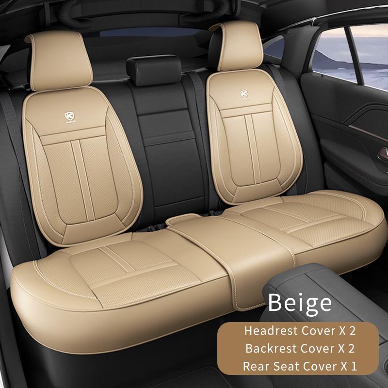 PU Leather Car Seat Covers Full Set Breathable Hole Front Seat Cushion Adjustable Back Seat Protector Waterproof Car Accessory