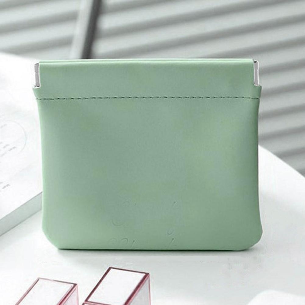 PU Leather Cosmetic Pouch Jewelry Storage Bag Self-Closing Portable Travel Bag Versatile Headphones Keys Storage Organizer Purse
