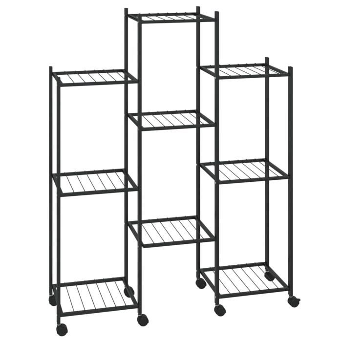 343124 vidaXL Planter with Wheels 83x25x103.5 Cm Black Iron