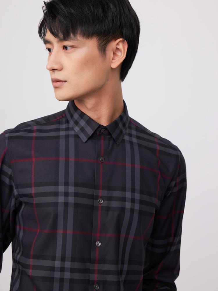 Men's Stylish Checkered Pattern Print Dress Shirt, Casual Breathable Comfy Slight Strech Button Up Long Sleeve Shirt Top For Outdoor Activities