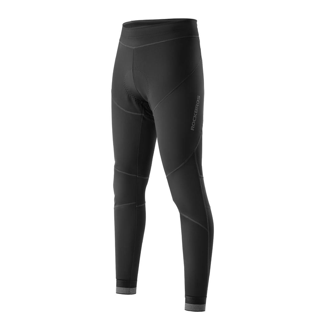 ROCKBROS Cycling Racer Pants with 3D Reflective for Road and Black Men's Pants, Autumn/Winter, Fleece-Lined, Warm, Pad, Tights, Bikes, Cycling,