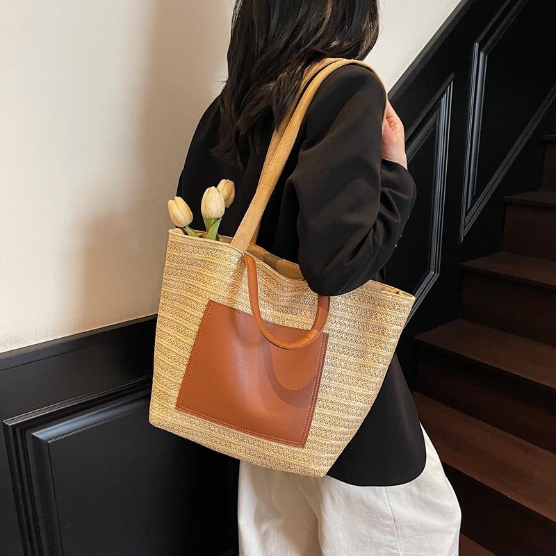 Woven Big Bag Women's New High-end Shoulder Straw Bag Large Capacity Fashion Commuter Tote Bag