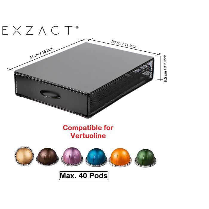 Tiroir À Capsules De Café - EXZACT - Vertuo - Capacité 40 Dosettes - Finition Mate - Support Machine