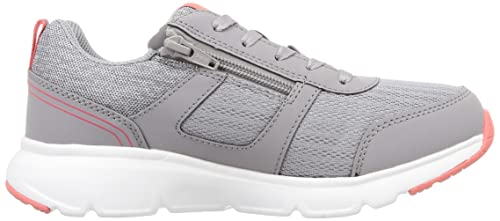 Dunlop Refined Women's Lightweight Walking Shoes, 4E Wide, Cushioned, Shock Absorbing, Zipper closure, Easy to Wear, Gray, DC1501, Size 23.5 cm