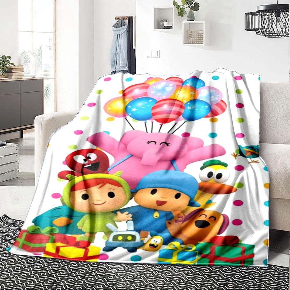 Pocoyo Theme Printed Blanket - Perfect for Couch, Bed, Travel & Outdoor Use | Machine Washable, Cozy & Durable.