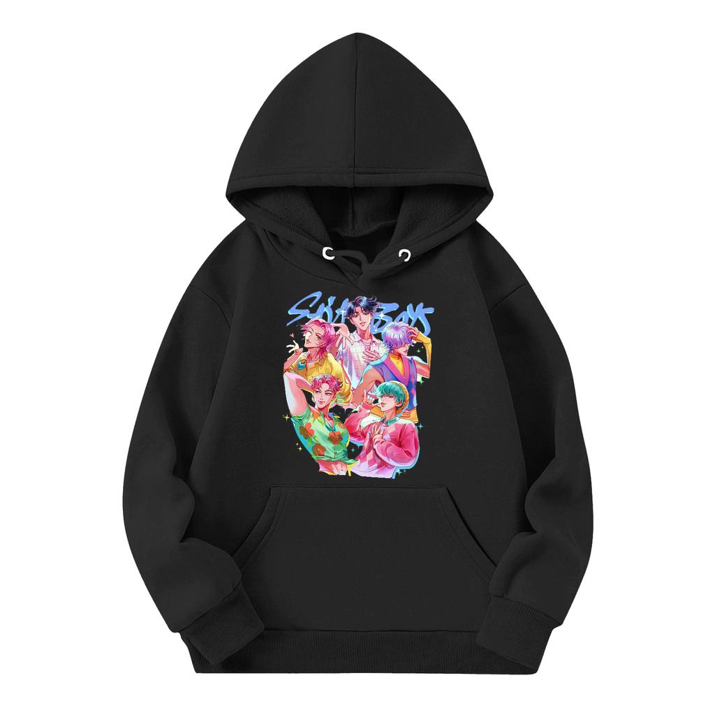 Kinder Freizeit Rundhals Bedruckter Pullover Langarm Kapuzen-Sweatshirt Oberteil