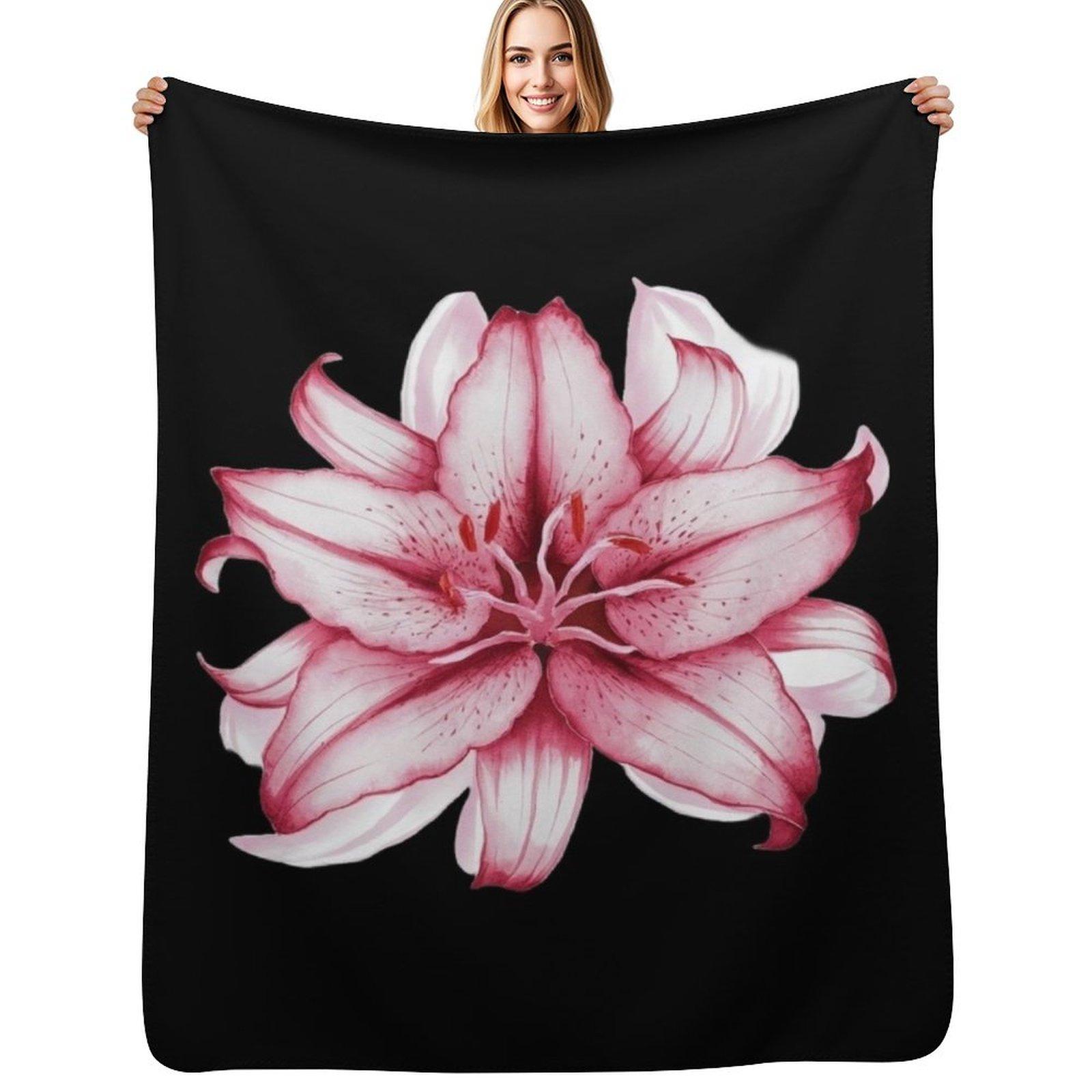 Stargazer Lily Throw Blanket Soft Plush Blanket as Housewarming Gift Size: 75*100cm, Weight: 230 GSM