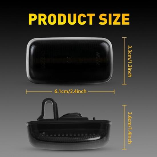 Smoked 4Pc Amber/Red LED Side Marker Lights Lamps For 2015- Chevy Silverado