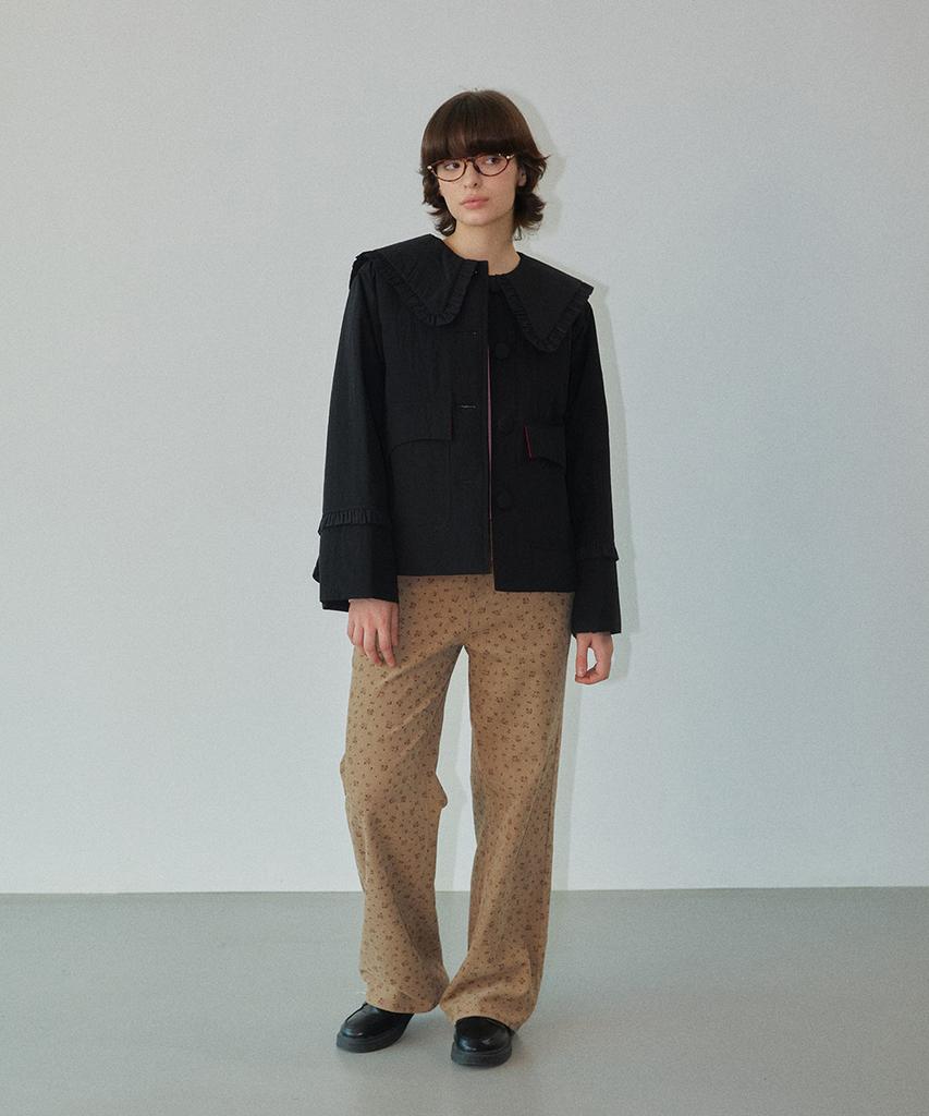 WOVEMENT Flower Corduroy Straight Pants Beige Wbdfpa004Be