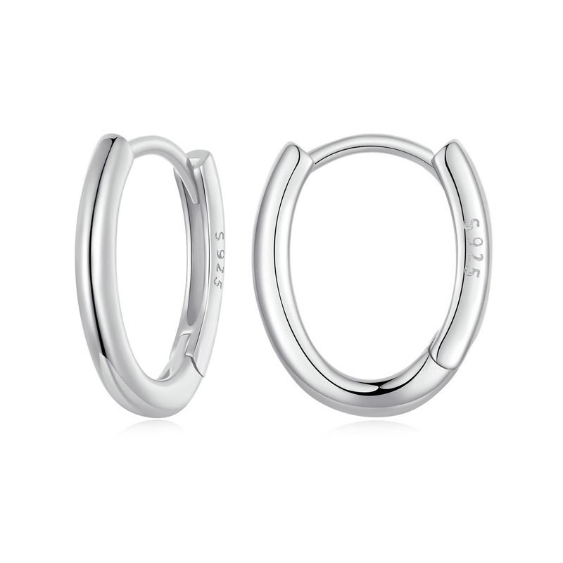 WOSTU 925 Sterling Silver Geometric O-shaped Oval Hoop Earrings For Women Female Simple Weddomg Jewelry Party Accessories Gift