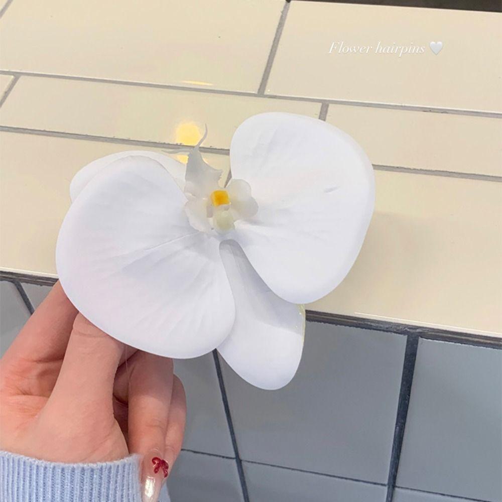 Elegant Orchid Flowers Hair Clip Sweet Bohemian Style Floral Duckbill Clip Seaside Vacation Headwear Colorful Hair Accessories