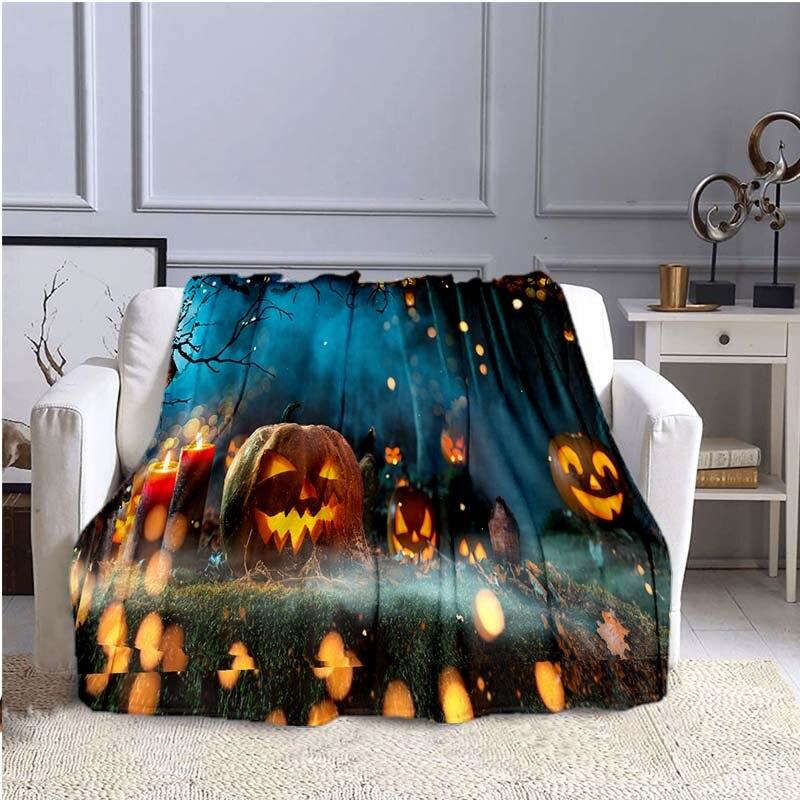 Halloween Horror Pumpkin Huanted House 3D Print Blanket Sofa Bed Blanket Super Soft Warm  Blanket Cover Fleece Throw Blanket
