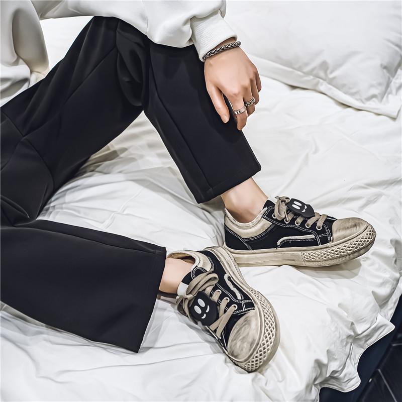 Retro old Mickey canvas shoes men's 2024 new versatile sports and leisure board shoes heightened thick sole ugly cute big head