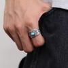 Mens Adjustable Turquoise Tone Ring With Tribal Handmade Vintage Style