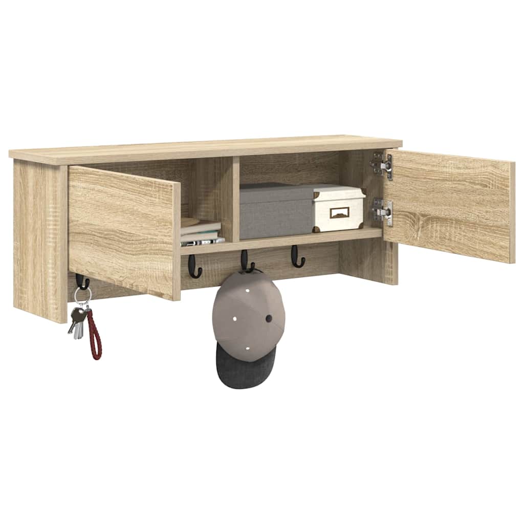Wall Mounted Nightstand with Door Sonoma Oak 80 x 20 x 30 cm