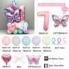 56pcs/set Butterfly Number Balloon Set Pink Numbers 1-9 Purple Butterflies for Valentine's Day Anniversary Birthday Party Decors