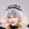 Fluffy Winter Real Fur Hat Natural Rex Rabbit Fur Warm Cap Ladies Knitted 100% Geunine Fur Hats