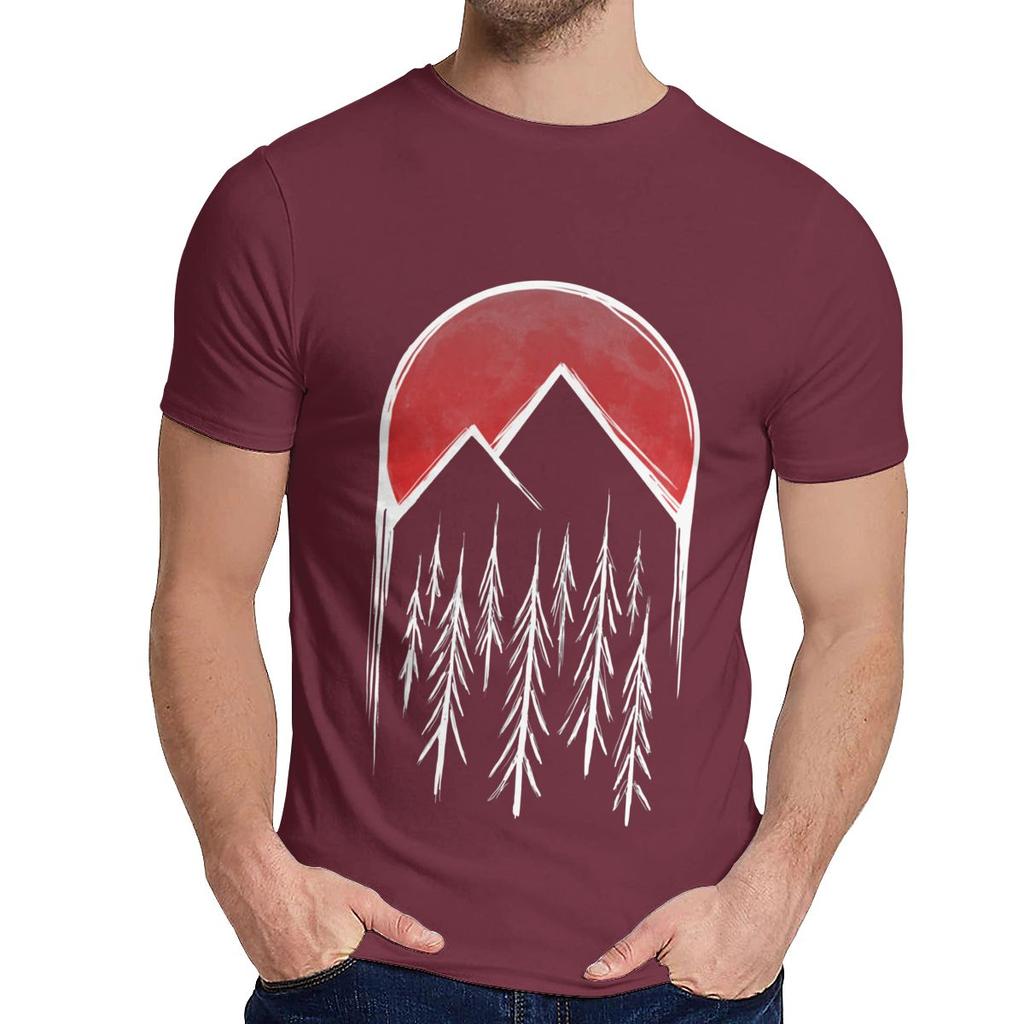 Man S O Neck Twin Peaks Red Pine Tree Moon Short Sleeve Arrival For