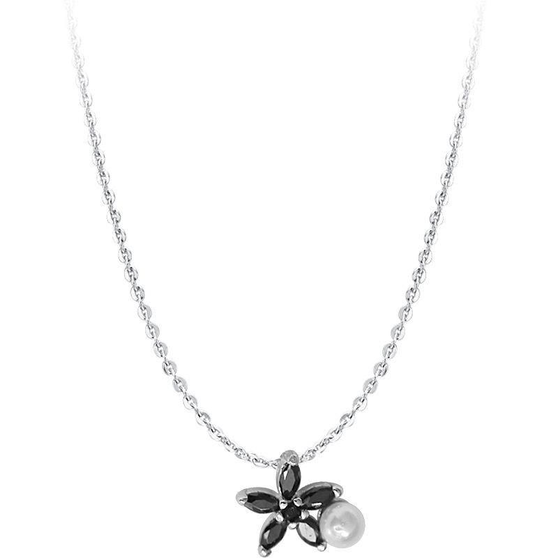 Mini Daisy Flower Mother-of-Pearl Necklace, 925 Sterling Silver, Thin Clavicle Chain for Women