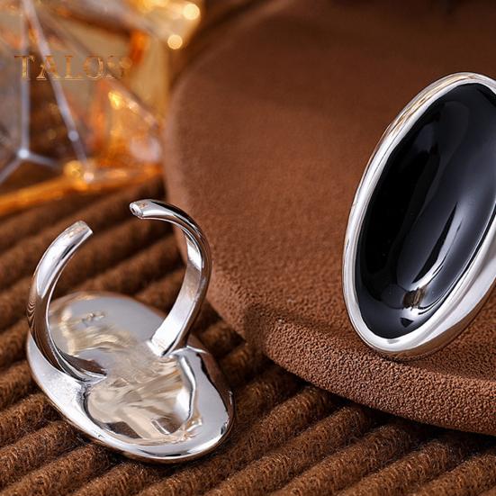 Grande bague ovale en pierre précieuse, faite à la main, style tribal, ouverte, bijoux, fiançailles, anniversaire, pour homme, père, mari, petit ami