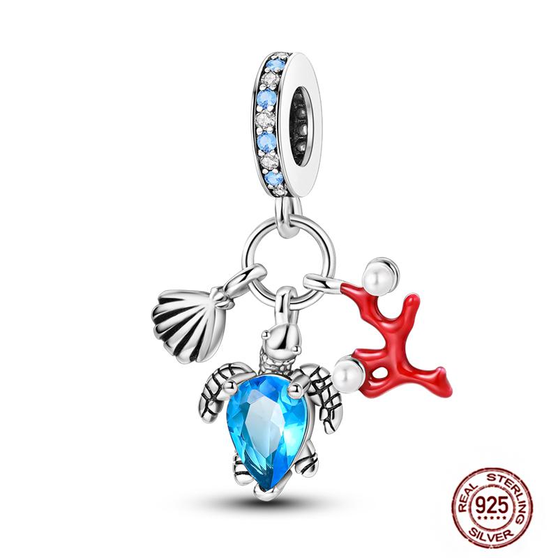 Underwater World Blue Ocean Series Sea Turtle Dolphin Charms Originalcopper Glow Cz Beads Fit Bracelet Necklace Diy Jewelry
