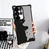 Black Cat Cartoon Cute Plating Phone Case For Samsung Galaxy S24 S25 FE S26 Edge S23 Ultra S22 S21 Plus S20 Anti-Fall Airabag Co