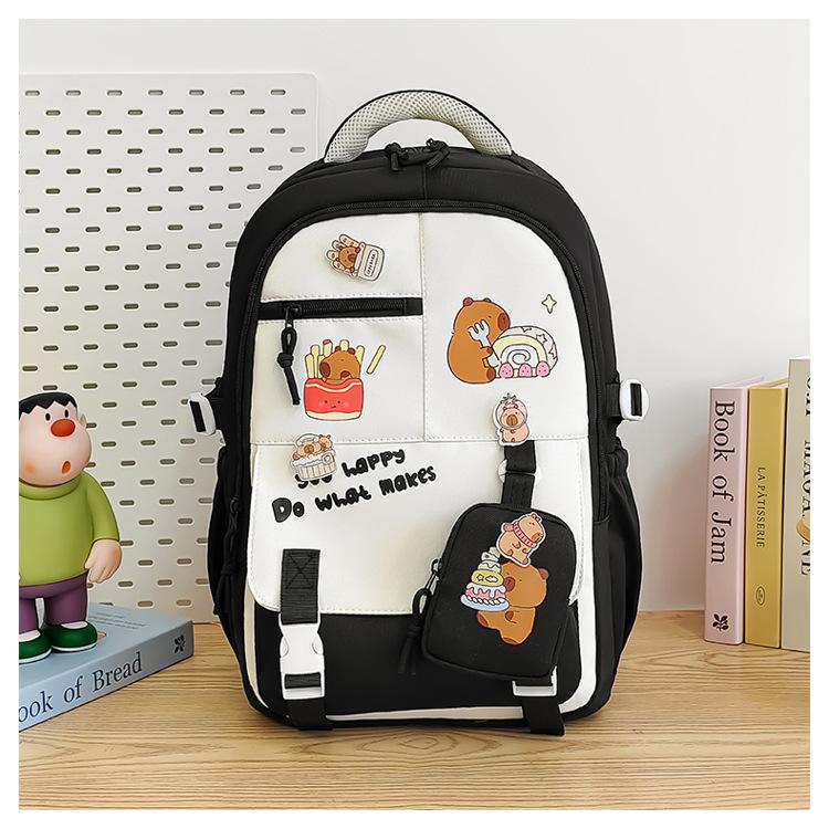 School bag 2025 new casual versatile college style large capacity junior high school student school bag waterproof printing high value backpack