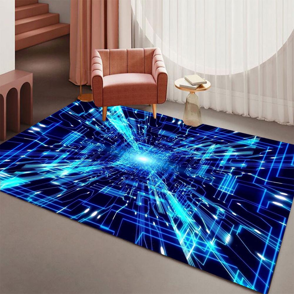 3D Geometrischer Optischer Illusion Teppich Weich Rutschfest Großer Bereichsteppich für Spielzimmer Schlafzimmer Heimdekoration Waschbare Wohnzimmer Sofa Matte