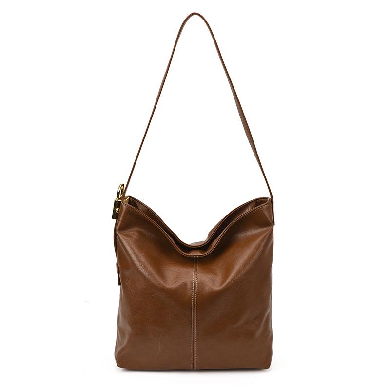 

2024 Новая Высококлассная Ретро Женская Универсальная Сумка Тоут через Плечо/Подмышку для Осени и Зимы One size коричневый