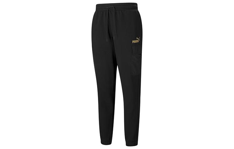 PUMA Winterized Cargo Pants With Gold Stamped Logo Side Pocket, Casual, And Elastic Cuff Long Style Knitted Sweatpants 848258-01 M