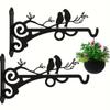 Bird Pattern Plant Bracket Metal Plant Hook Hanging Basket Hanging Basket Hooks  Indoor Outdoor