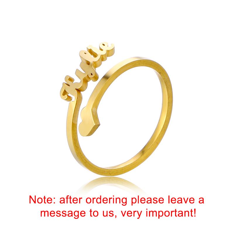 Customized Name Ring Personalized Stainless Steel Nameplate Adjustable Double Opening Love Ring Thanksgiving Gift for Mother