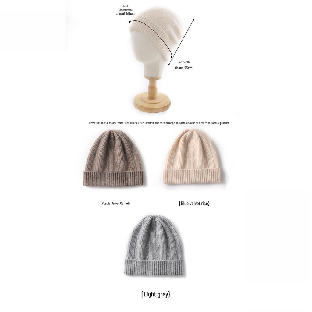 Unisex Wool & Cashmere Knit Beanie - Warm Winter Hat with Ear Protection