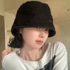 Japanese Niche Design Pleated Black Fisherman Hat Women's Casual Versatile Basin Hat Temperament Display Small Bucket Hat Trendy