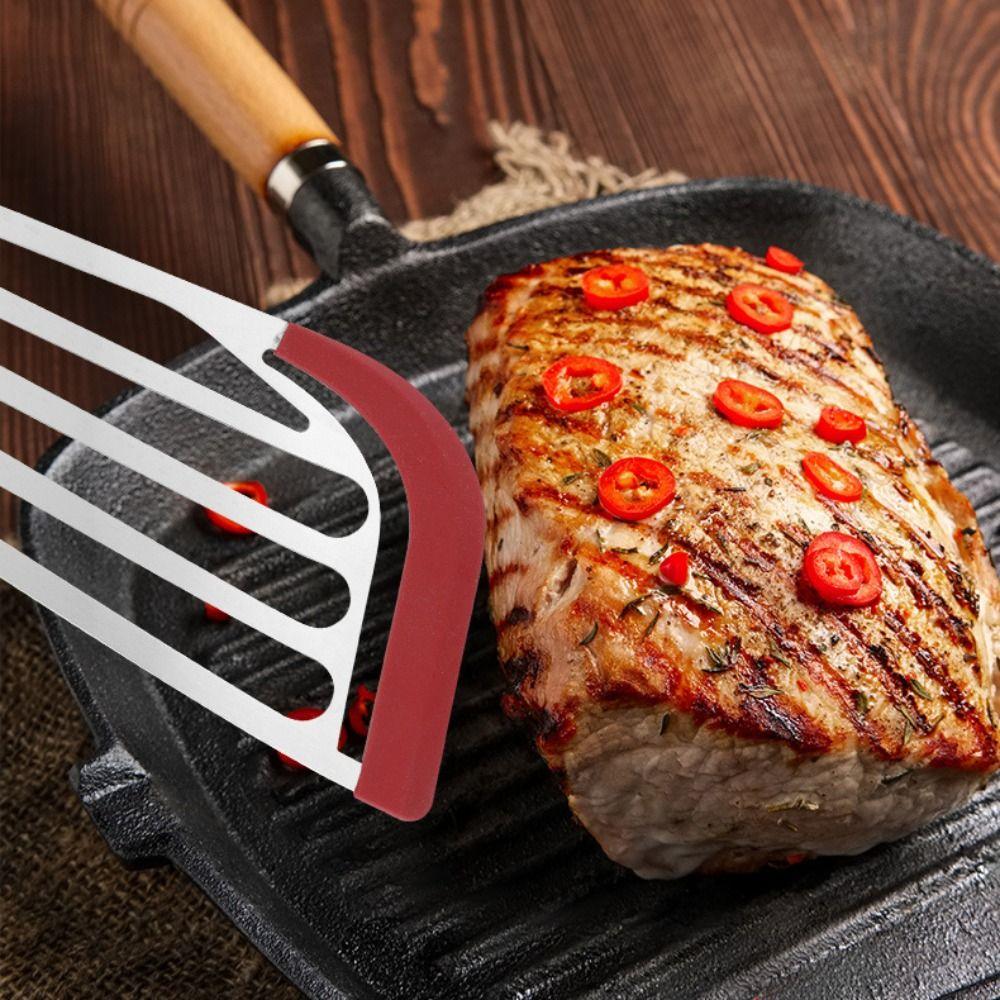 2Pcs/Set Anti-scalding Steak Spatula Heat-resistant Slotted Turner Frying Fish Spatula Outdoor