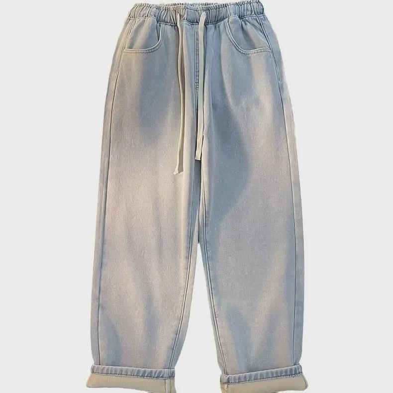Pánské retro sametové džíny se širokými nohavicemi - Rovné, Hřejivé, Trendy, Volné kalhoty na podzim a zimu