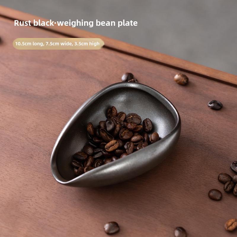 Black Celadon Ceramic Tea Tray & Spoon Set – Retro Kung Fu Style