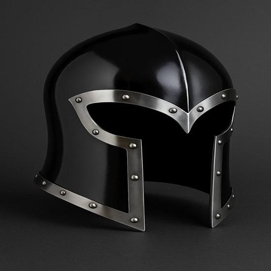 

Black Barbuta Helmet Medieval Knight Armor 16G Steel Battle Helmet for LARP, Cosplay Display Handmade Warrior Helmet