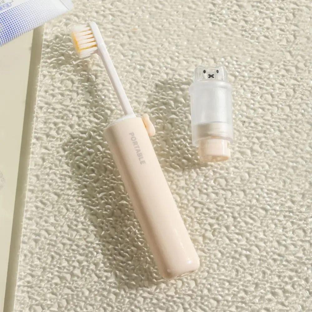 2Pcs Foldable 2 In1 Travel Toothbrush Soft-bristled with Toothpaste Box Mini Toothbrush Toothpaste Set Convenient Leak-proof