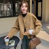 Trendy Short Wool Coat Women Autumn Winter Cozy Faux Wool Tweed Jacket Elegant Lazy Style Top Choice