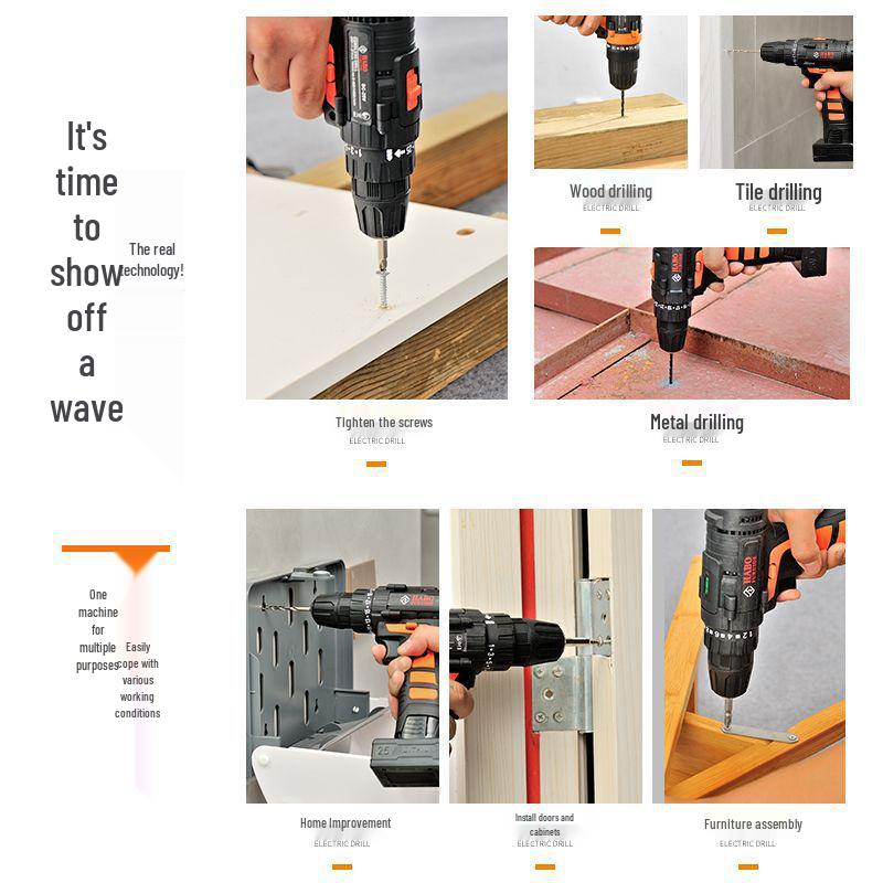 Dobíjecí multifunkční elektrická vrtačka a rázový šroubovák - sada