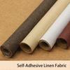 Self-Adhesive Linen Fabric Wallpaper Removable Hemp Cloth for Decor DIY Vintage Bookcloth Backdrop Sticky Burlap for Crafts & Photo Booth