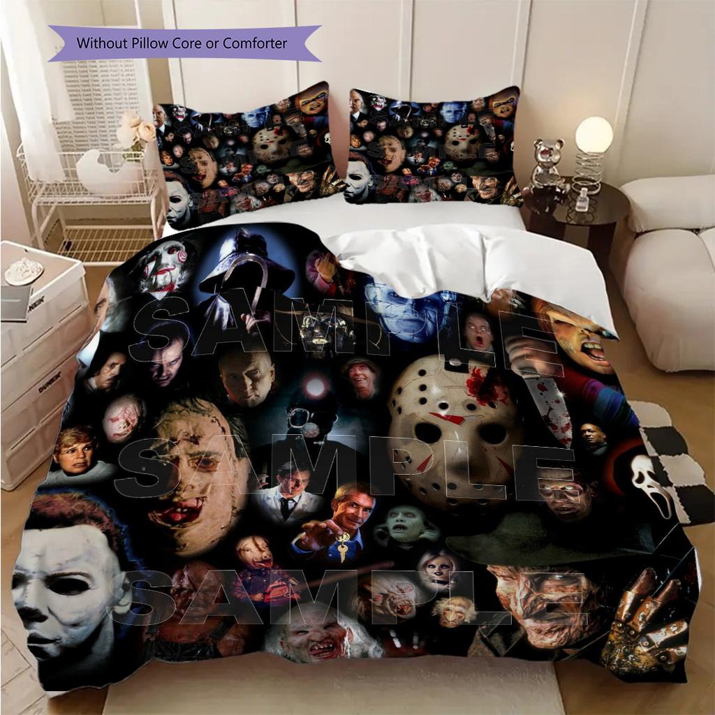 Horror Icons Collage Threepiece Set 1 Duvet Cover 2 Pillowcase Without Core Bedding Set Soft And Comfortable Christmas Birthday Gift