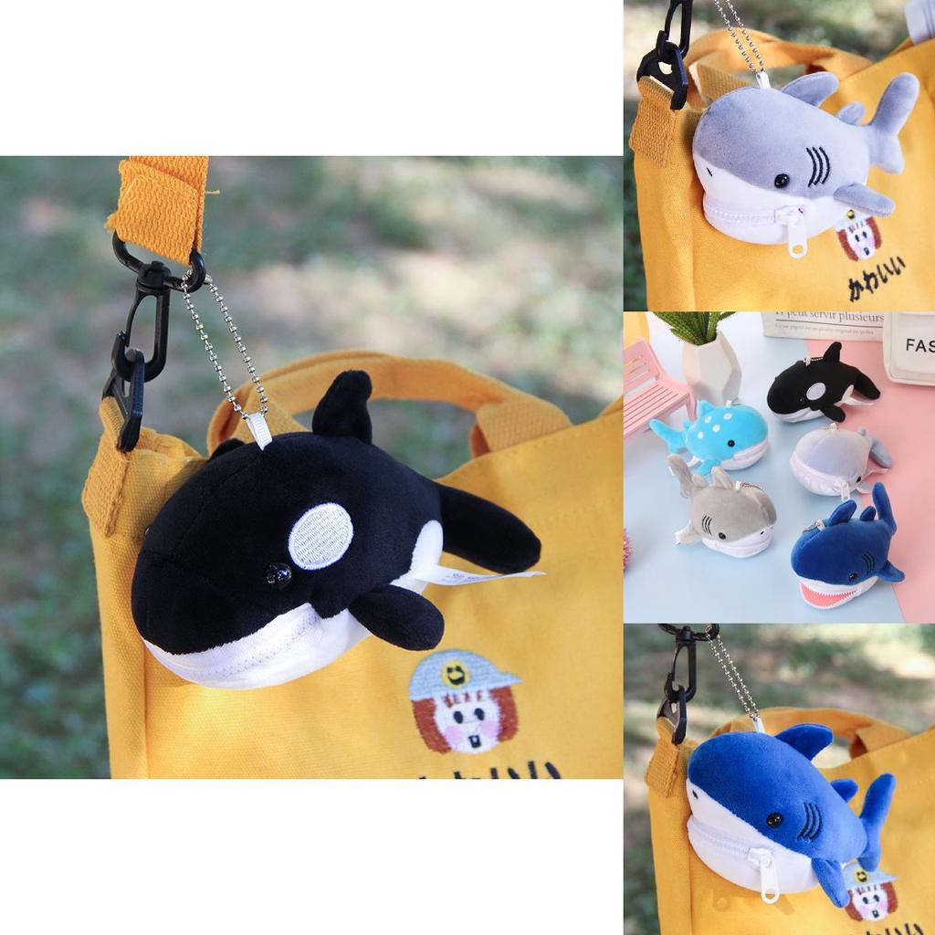Cute Shark Blue Whale Orcinus Orca Plush Doll Pendant Wallet For Kids And Collectors