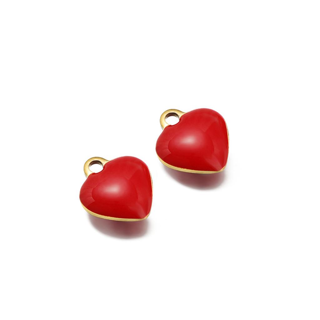 20 Piece 304 Stainless Steel Valentine's Day Charms Heart Double-sided Enamel Pendants For Necklace Earrings DIY Making Findings