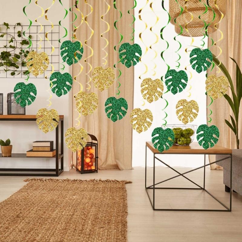 Tropicals Monstera Decorations,Tropicals Hawaiians Party Hangings Swirl Ceiling Decors Summer Luaus Hawaiians Beach